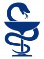 Pharmacy icon with caduceus symbol