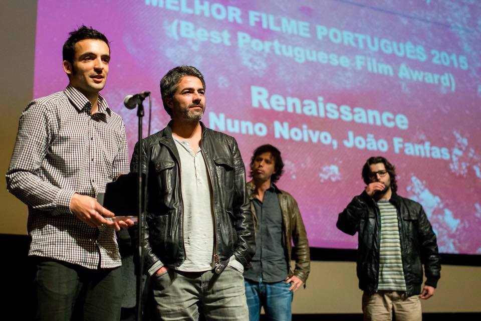 João Fanfas (gauche) et Nuno Noivo (droite) lors de la cérémonie de remise du prix au Fantasporto 2015.