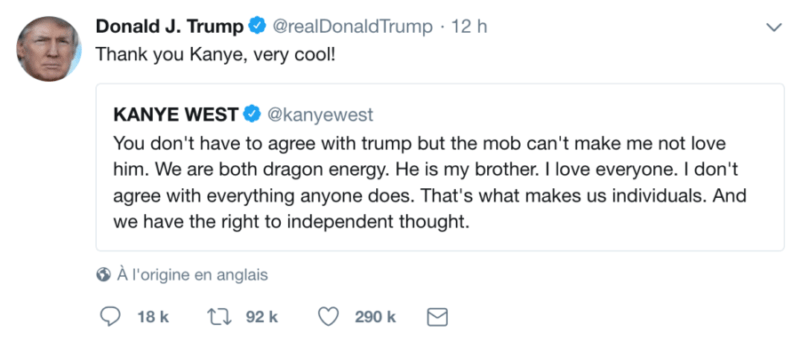 Donald Trump et Kanye West sur Twitter