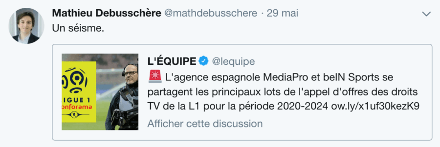 Tweet Mathieu Debusschère sur Canal+
