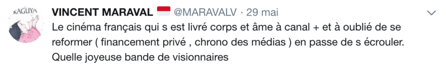Tweet Vincent Maraval sur Canal+