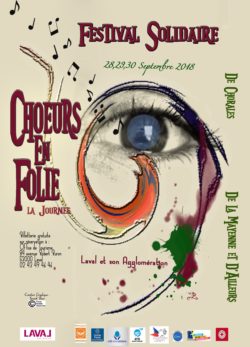 Affiche du festival Chœurs en folie, la journée à Laval en Mayenne